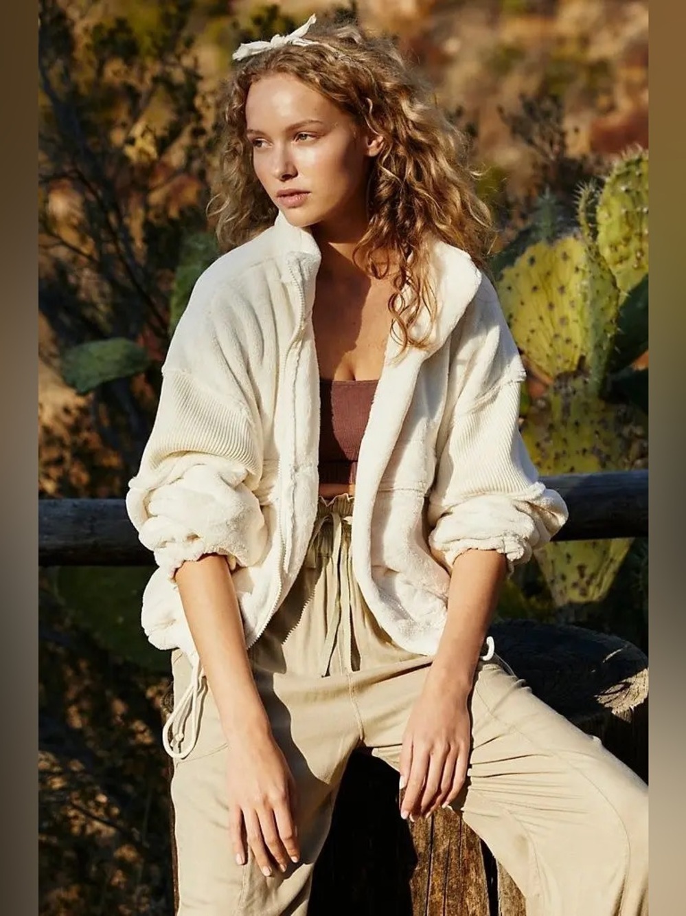 Free people Sherpa Cream Jacket Size S